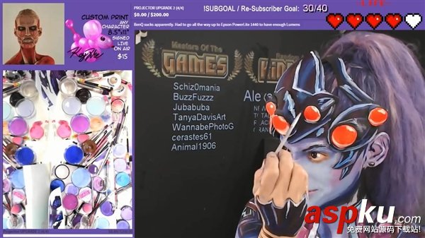 不穿衣服全靠畫!美女人體彩繪COS《守望先鋒》黑百合 美女,Cosplay,守望先鋒,人體彩繪,性感