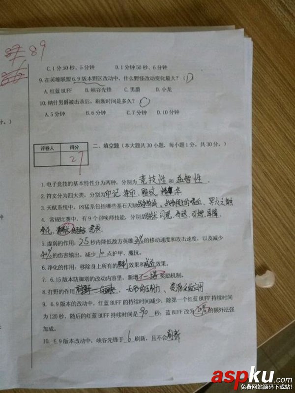 電競(jìng)專業(yè)首份期中考卷曝光 網(wǎng)友:這么多年白玩了 電子競(jìng)技,考試,電競(jìng)